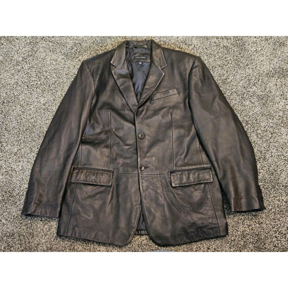 Banana Republic Brown 100% Leather Jacket Coat Blazer Button Mens XL Turkey